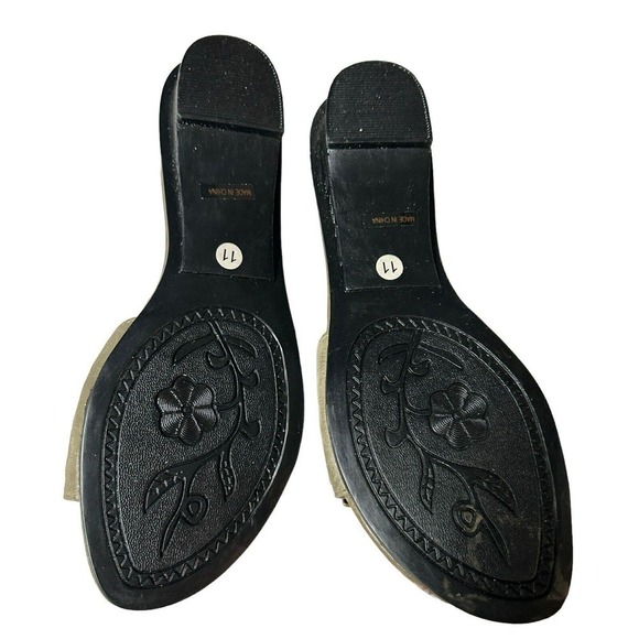 Eve Buckle Sandal Slides Low Heel Khaki Color Size 11 - Picture 7 of 13